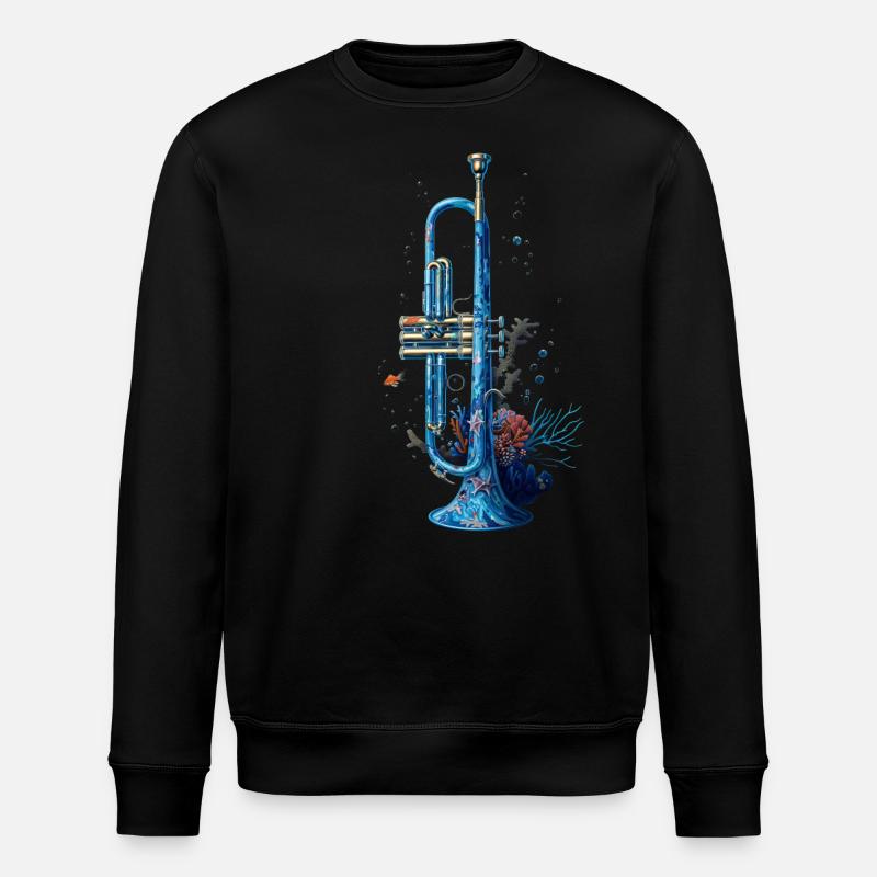 Fish Trumpet - Stanley/Stella ROLLER Unisex Organic Sweatshirt - black
