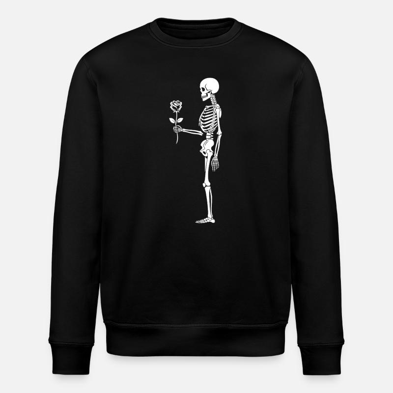 Rosebound Skeleton with flower - Stanley/Stella ROLLER Unisex Organic Sweatshirt - black