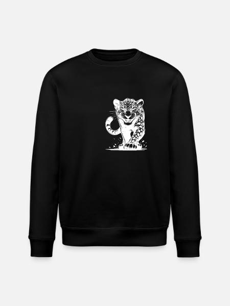 Cunning leopard hunting with spots - Stanley/Stella ROLLER Unisex Organic Sweatshirt - black