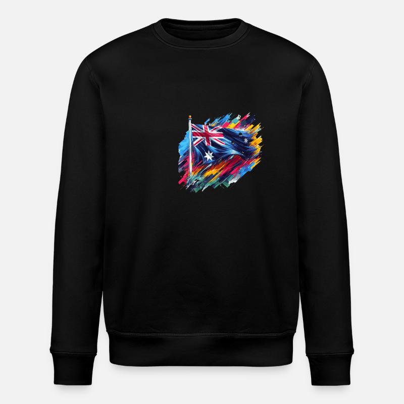 Australian flag in colours - Stanley/Stella ROLLER Unisex Organic Sweatshirt - black