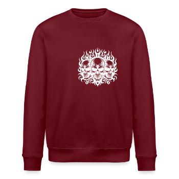 Sinistre Tatouage Crâne Flammes Style Tribal - Sweat bio ROLLER Stanley/Stella Unisexe - bordeaux - Devant - Nik (191cm)