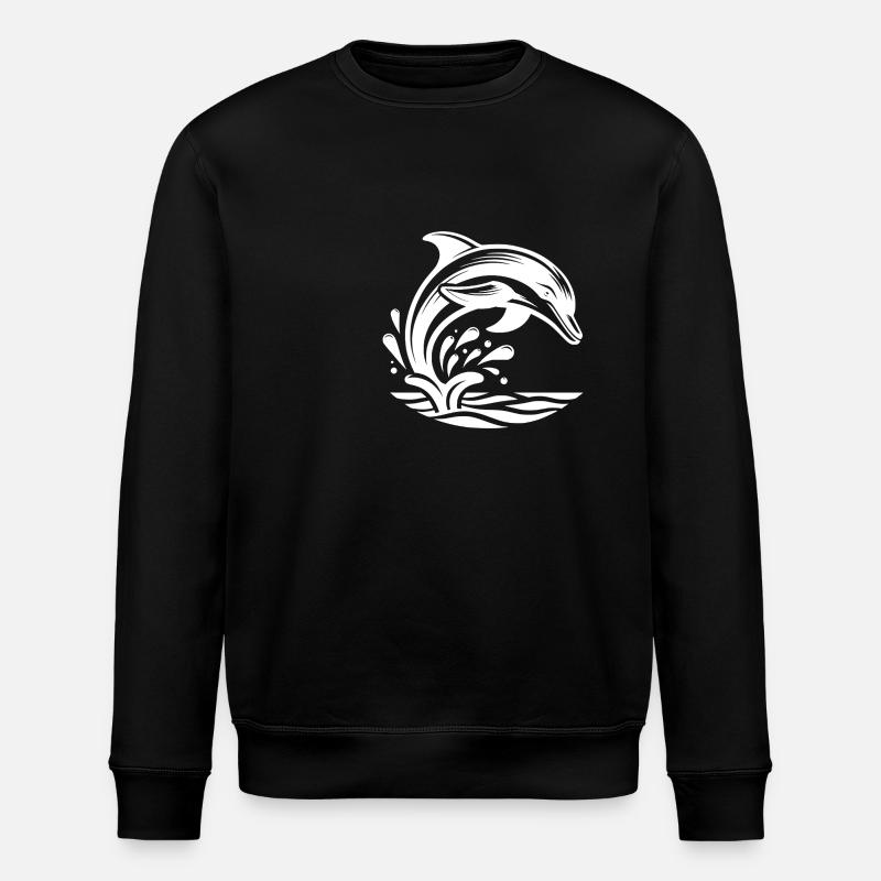 Jumping Elegant Tattoo Dolphin - Stanley/Stella ROLLER Unisex Organic Sweatshirt - black