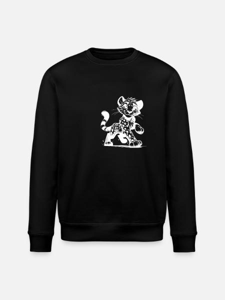 Leopard med smil, prikker og krammefaktor - Stanley/Stella økologisk unisex-sweatshirt ROLLER - sort