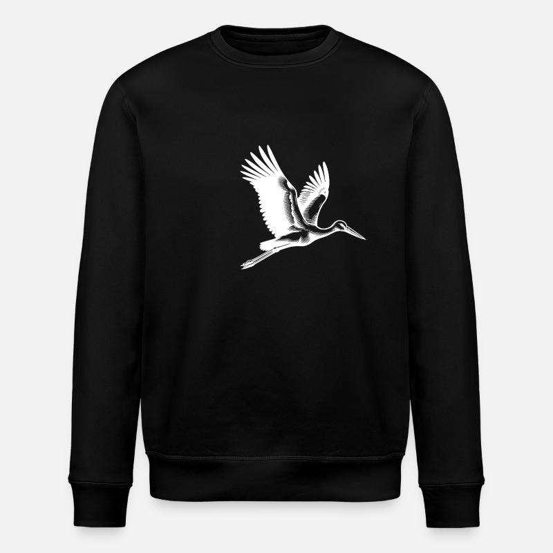 Élégant oiseau cigogne volant - Sweat bio ROLLER Stanley/Stella Unisexe - noir