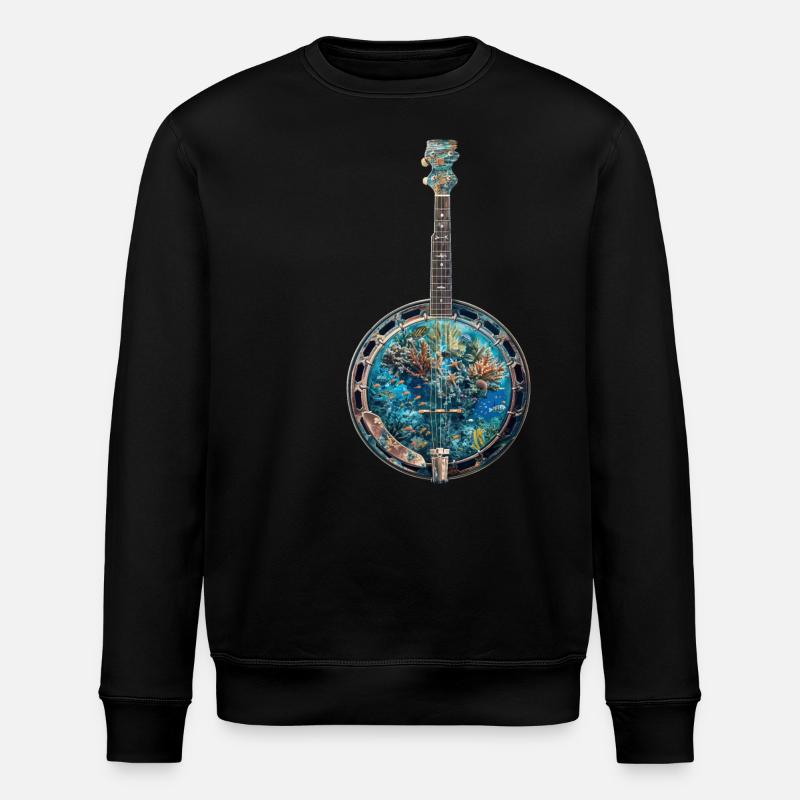 Fish Banjo - Stanley/Stella ROLLER Unisex Organic Sweatshirt - black