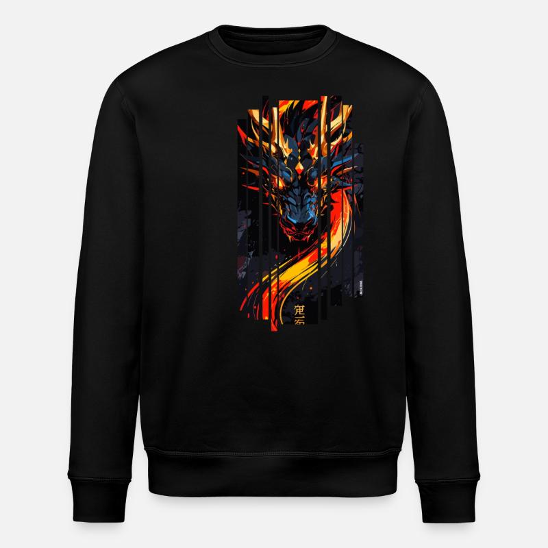 Roter Fantasy-Drache - Stanley/Stella Unisex Bio-Sweatshirt ROLLER - Schwarz