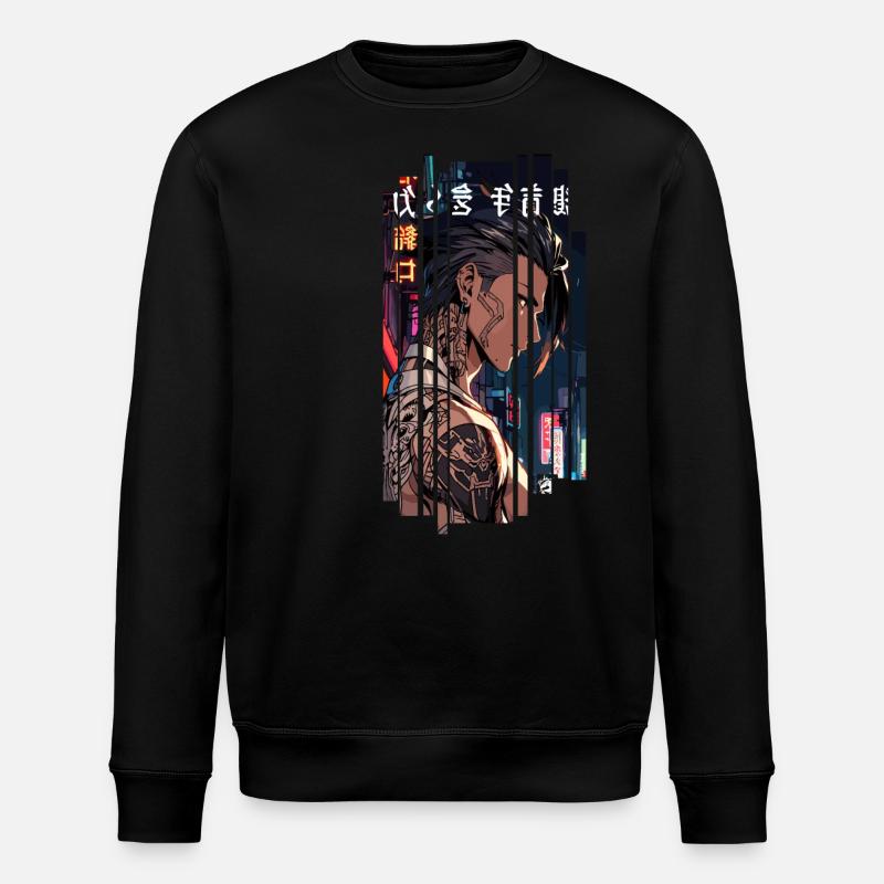 Red Cyber Tattooed Man - Stanley/Stella ROLLER Unisex Organic Sweatshirt - black