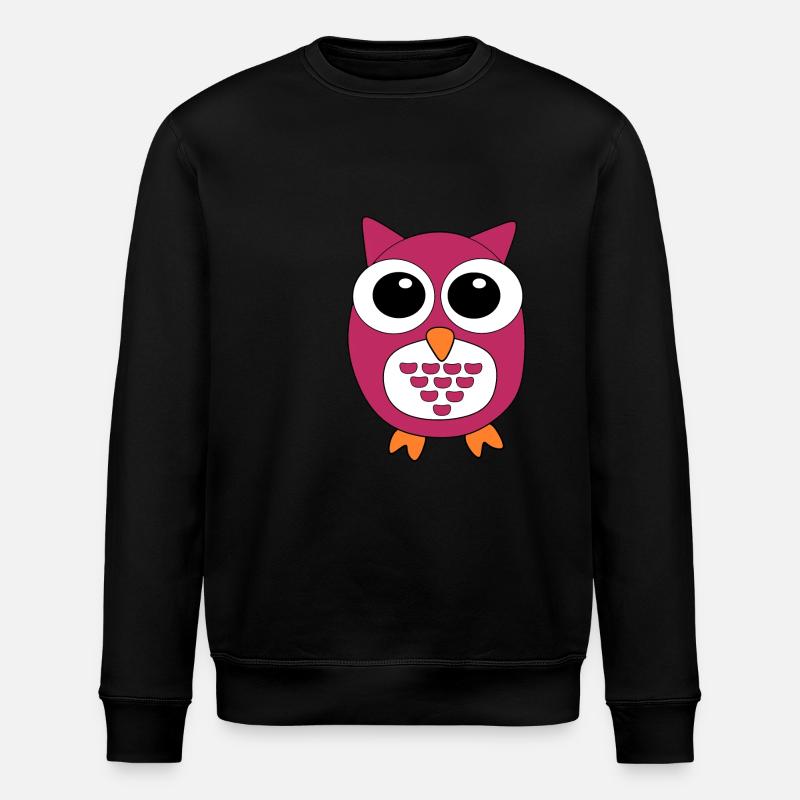pinke Eule rosa Vogel - Stanley/Stella Unisex Bio-Sweatshirt ROLLER - Schwarz