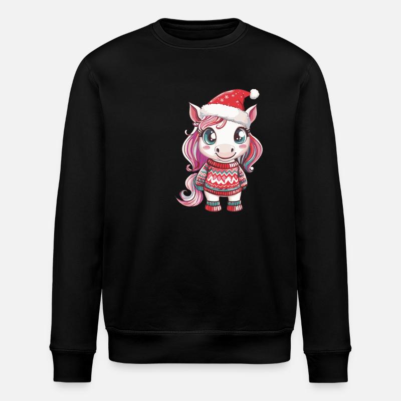 Einhorn Weihnachten - Stanley/Stella Unisex Bio-Sweatshirt ROLLER - Schwarz