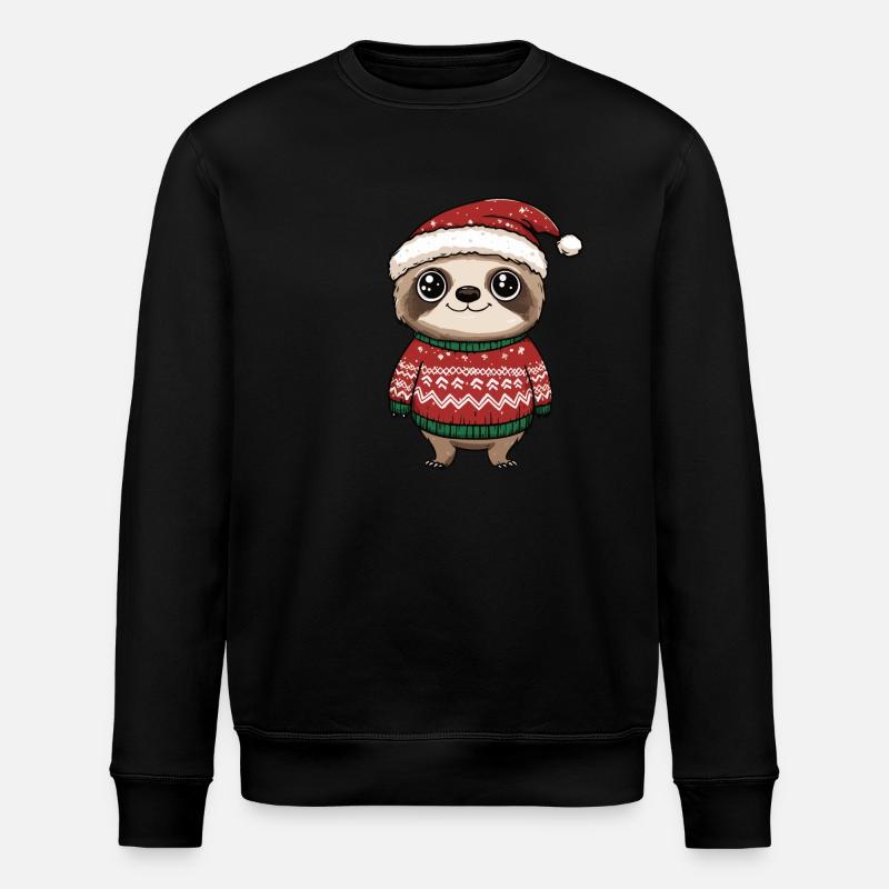 Faultier Weihnachten - Stanley/Stella Unisex Bio-Sweatshirt ROLLER - Schwarz