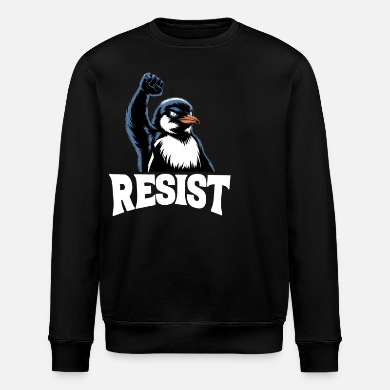 Penguin Protests Resistance Taxes - Stanley/Stella ROLLER Unisex Organic Sweatshirt - black