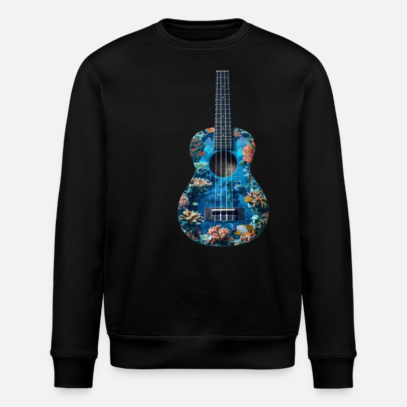 Fish Ukulele - Stanley/Stella ROLLER Unisex Organic Sweatshirt - black