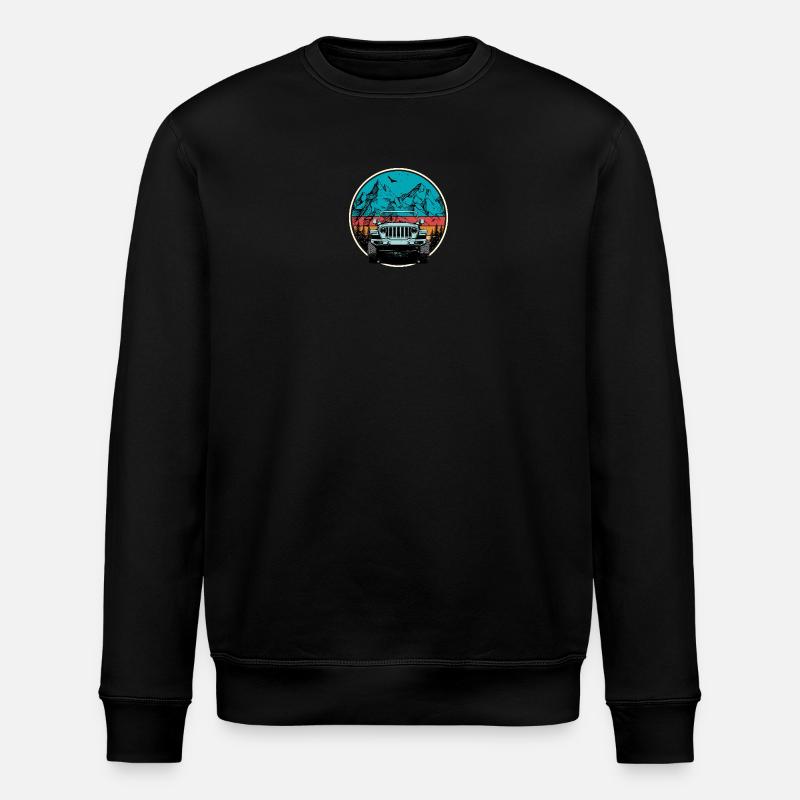 Berg-Jeep-Abenteuer-Illustration - Stanley/Stella Unisex Bio-Sweatshirt ROLLER - Schwarz