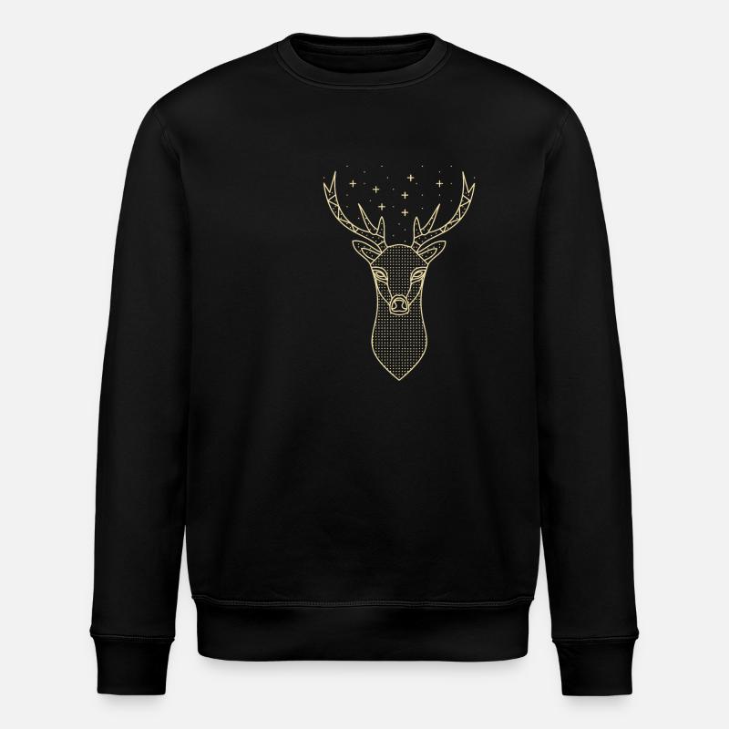 Hirsch Hirschgeweih Sterne - Stanley/Stella Unisex Bio-Sweatshirt ROLLER - Schwarz