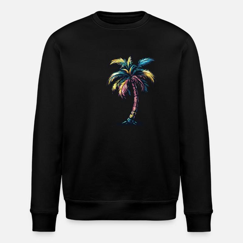 Palm Tree Beach - Stanley/Stella ROLLER Unisex Organic Sweatshirt - black