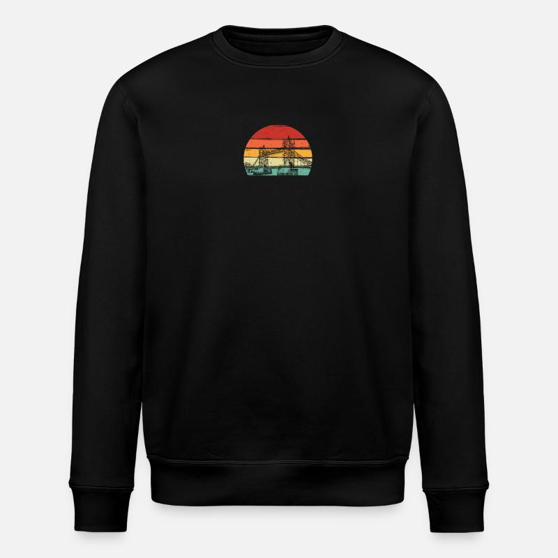 Retro Sonnenuntergang Kreis - Stanley/Stella Unisex Bio-Sweatshirt ROLLER - Schwarz