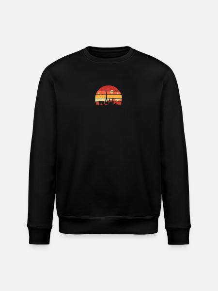 Paris Sunset Skyline Silhouette - Stanley/Stella ROLLER Unisex Organic Sweatshirt - black