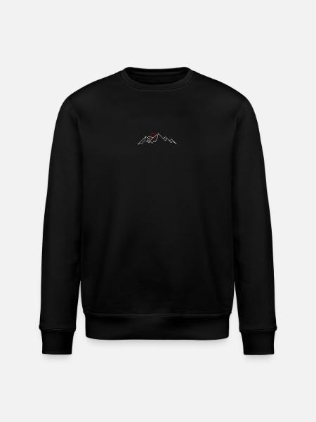 Minimale Berglinie mit roter Sonne - Stanley/Stella Unisex Bio-Sweatshirt ROLLER - Schwarz