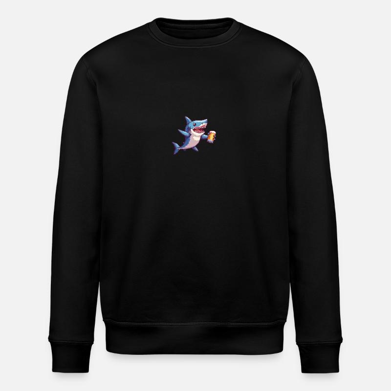Shark Beer Pixel - Stanley/Stella ROLLER Unisex Organic Sweatshirt - black