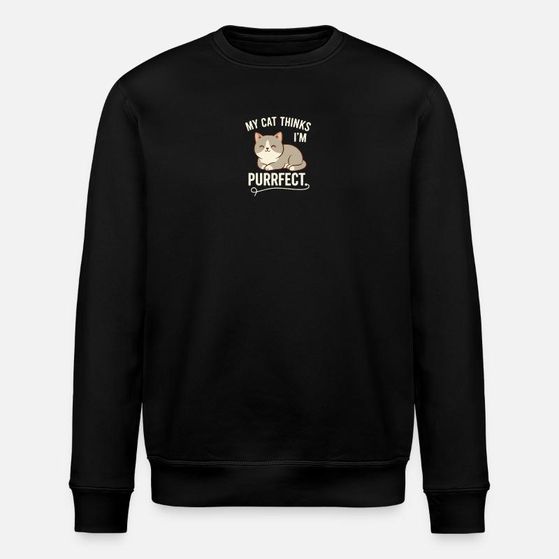 Purrfekte Katze denkt, ich bin purrfekt - Stanley/Stella Unisex Bio-Sweatshirt ROLLER - Schwarz
