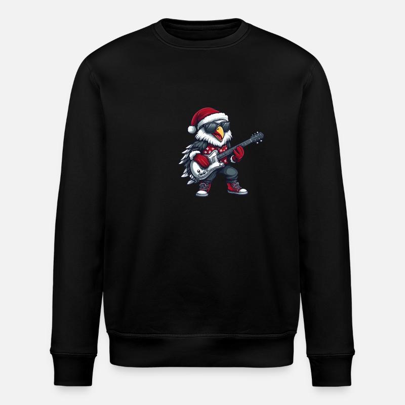 Eagle Christmas Rocker Guitar - Stanley/Stella ROLLER Unisex Organic Sweatshirt - black