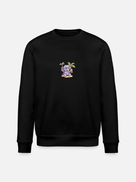 Elephant Summer Beach Comic - Stanley/Stella ROLLER Unisex Organic Sweatshirt - black