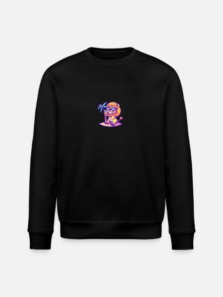 Lion Summer Beach Comic - Stanley/Stella ROLLER Unisex Organic Sweatshirt - black