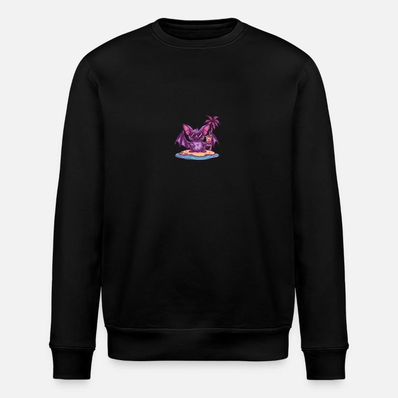 Bat Summer Beach Comic - Stanley/Stella ROLLER Unisex Organic Sweatshirt - black
