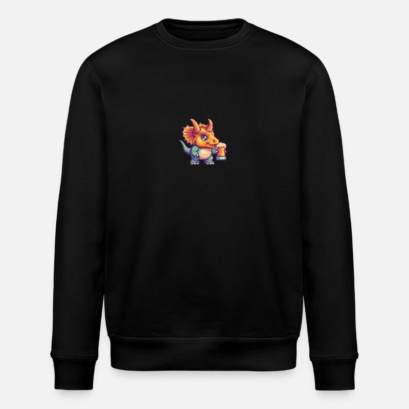 Dinosaurier triceratops Bier Pixel - Stanley/Stella Unisex Bio-Sweatshirt ROLLER - Schwarz