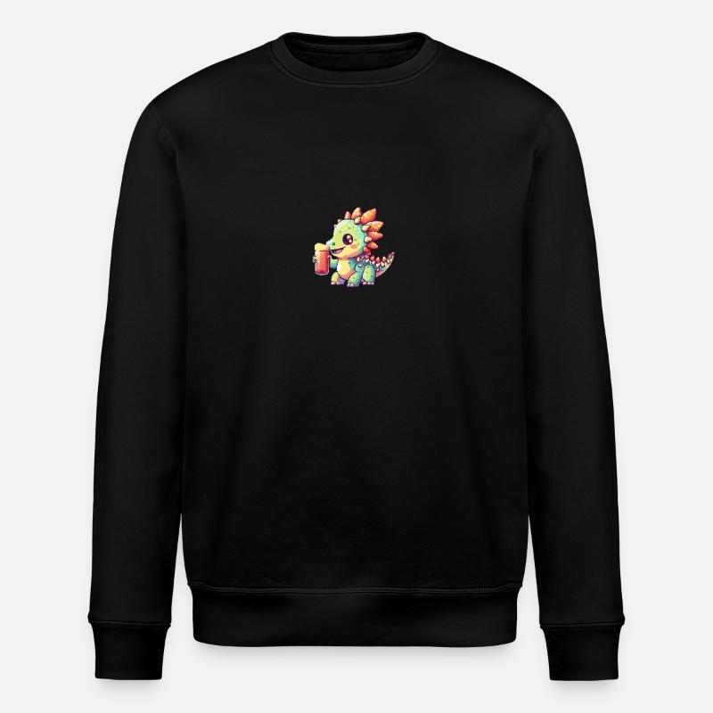 Dinosaure stégosaure bière pixel - Sweat bio ROLLER Stanley/Stella Unisexe - noir