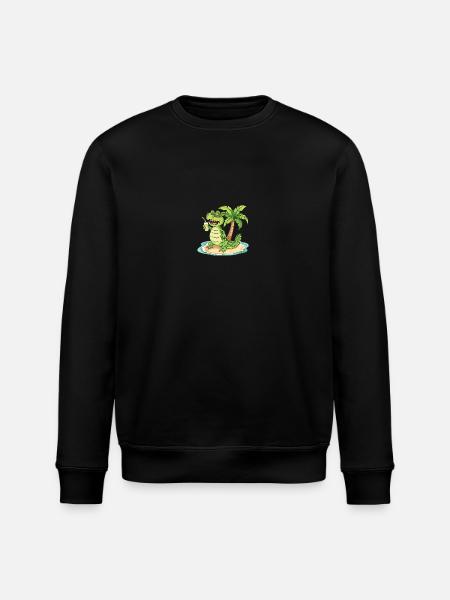 Alligator Summer Beach Comic - Stanley/Stella ROLLER Unisex Organic Sweatshirt - black