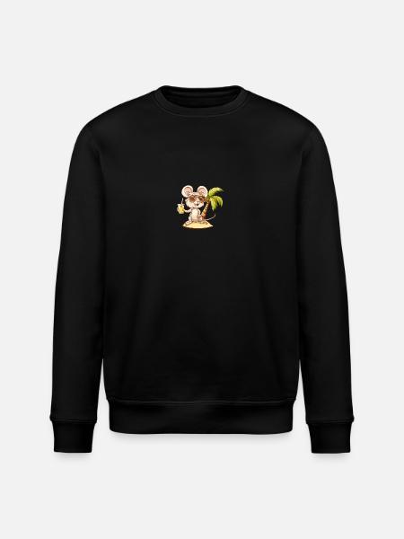 Mouse Summer Beach Comic - Stanley/Stella ROLLER Unisex Organic Sweatshirt - black