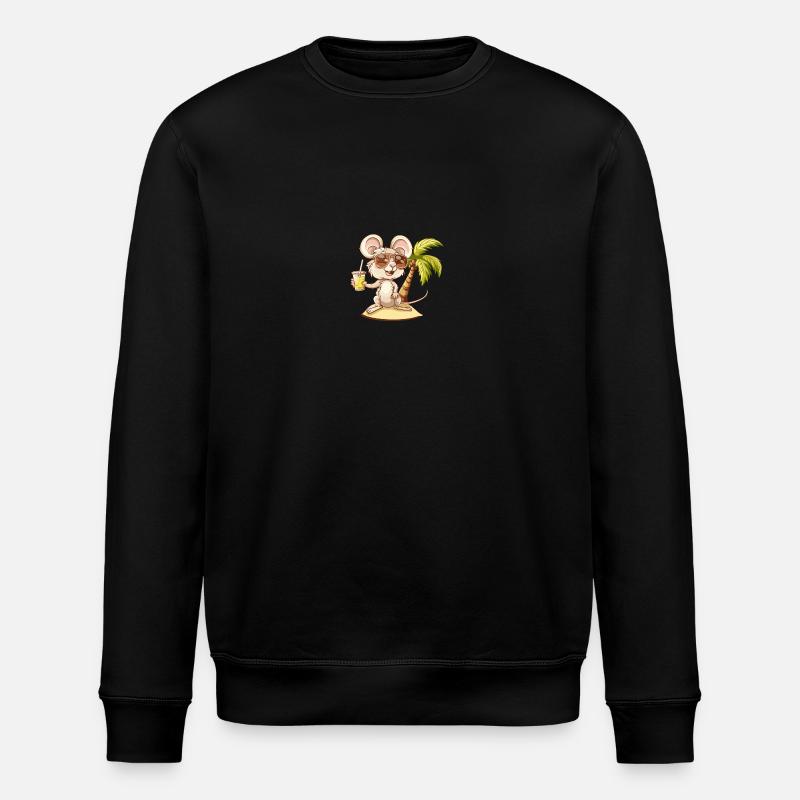 Mouse Summer Beach Comic - Stanley/Stella ROLLER Unisex Organic Sweatshirt - black