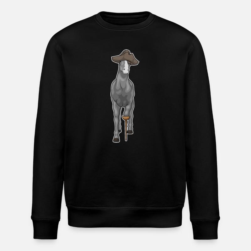 Pferd Pirat Holzbein - Stanley/Stella Unisex Bio-Sweatshirt ROLLER - Schwarz