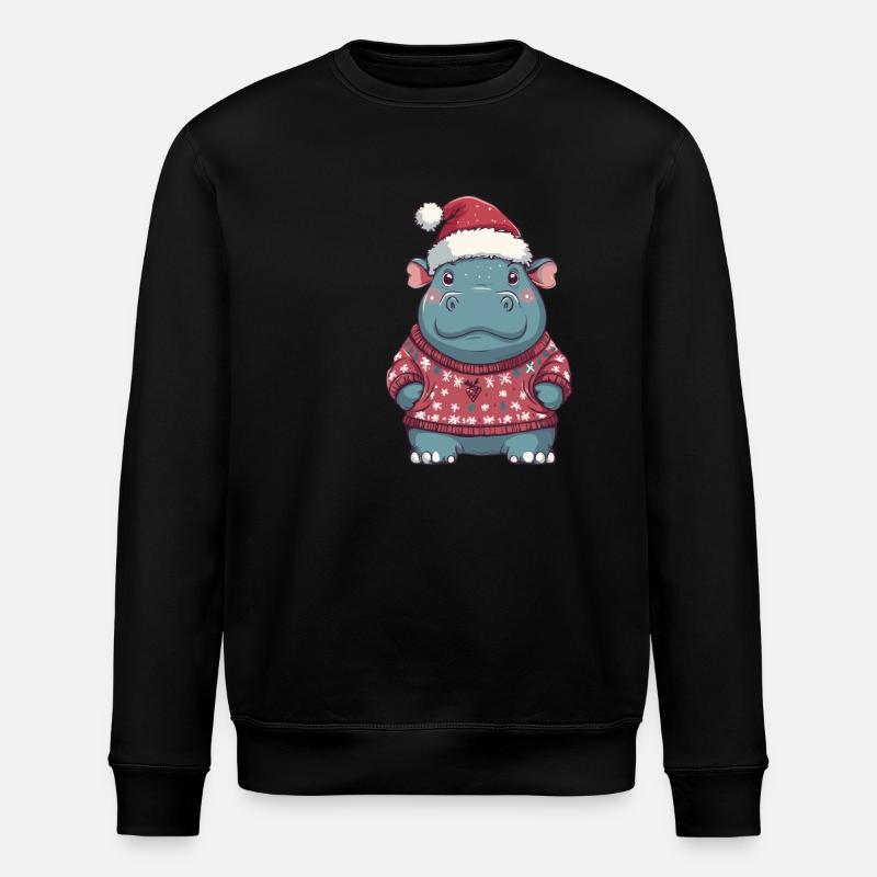 Nilpferd Weihnachten - Stanley/Stella Unisex Bio-Sweatshirt ROLLER - Schwarz