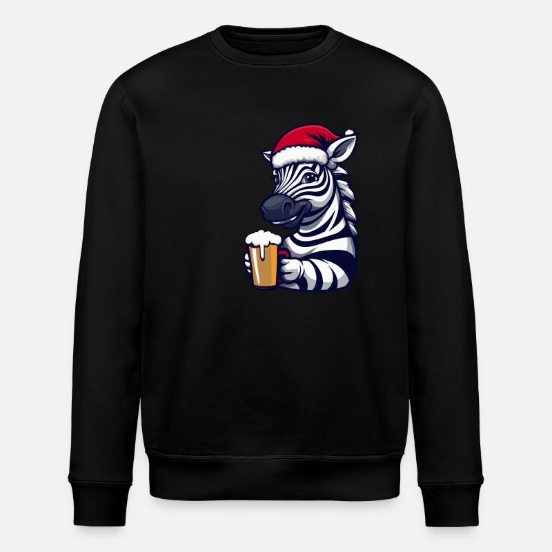 Zebra Weihnachten Bier - Stanley/Stella Unisex Bio-Sweatshirt ROLLER - Schwarz