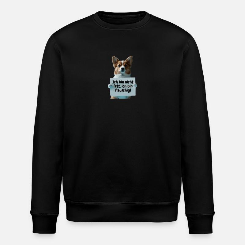 Süßer Hund mit Schild - Stanley/Stella Unisex Bio-Sweatshirt ROLLER - Schwarz