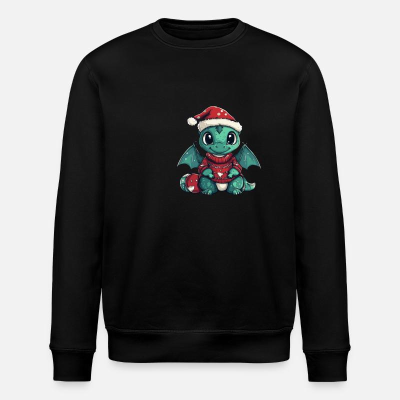 Drache Weihnachten Comic - Stanley/Stella Unisex Bio-Sweatshirt ROLLER - Schwarz
