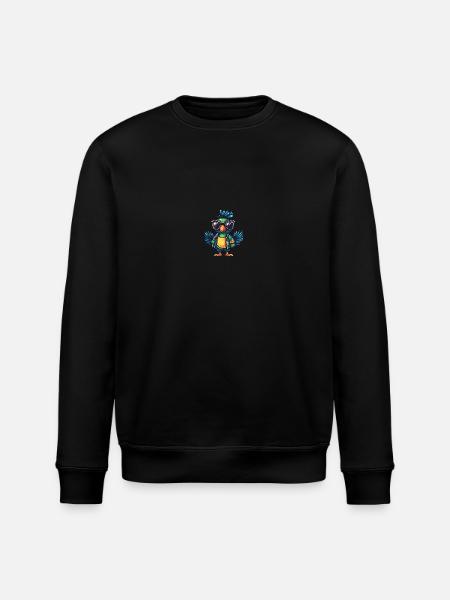 Peacock Bird Comic Cool Summer - Stanley/Stella ROLLER Unisex Organic Sweatshirt - black