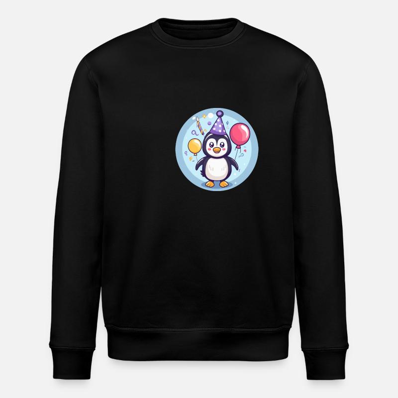 Penguin Birthday Comic - Stanley/Stella ROLLER Unisex Organic Sweatshirt - black
