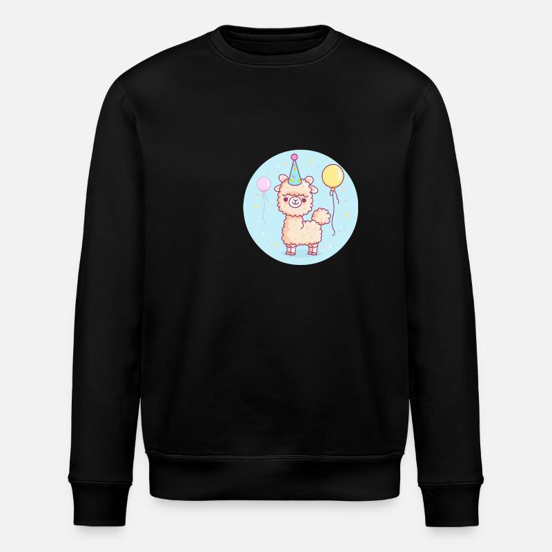 Alpaca Llama Birthday Comic - Stanley/Stella ROLLER Unisex Organic Sweatshirt - black