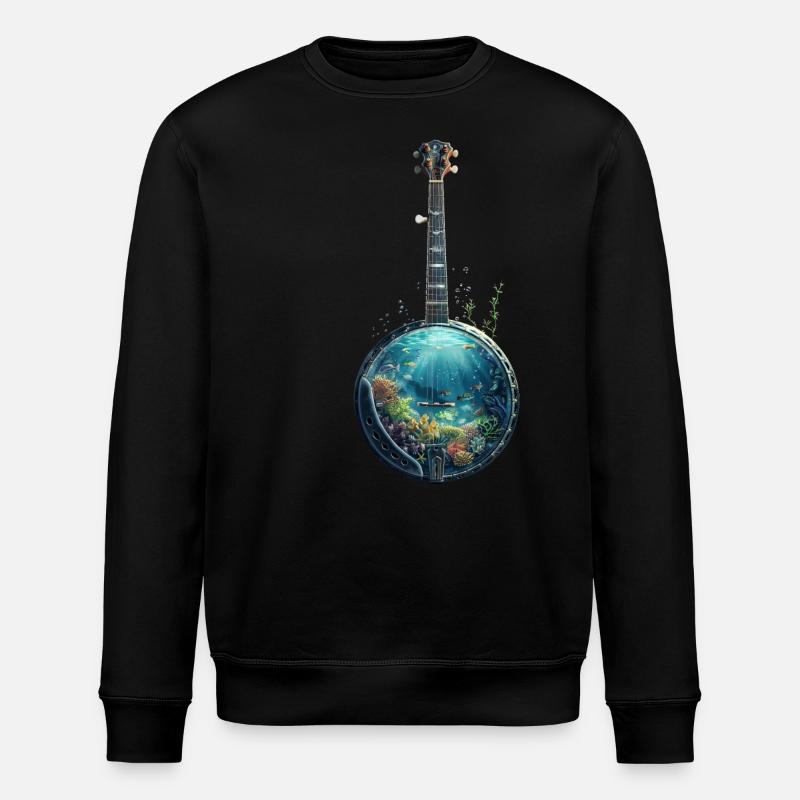 Fisch Banjo - Stanley/Stella Unisex Bio-Sweatshirt ROLLER - Schwarz