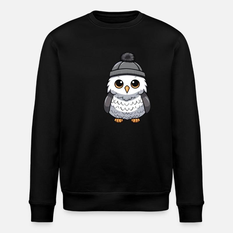 Eule Winter Comic Niedlich - Stanley/Stella Unisex Bio-Sweatshirt ROLLER - Schwarz