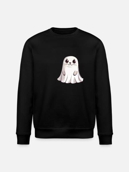 Sæl Dyr Halloween Sjov Spøgelse - Stanley/Stella økologisk unisex-sweatshirt ROLLER - sort