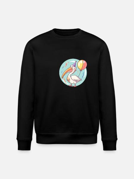 Pelican Bird Birthday Comic - Stanley/Stella ROLLER Unisex Organic Sweatshirt - black