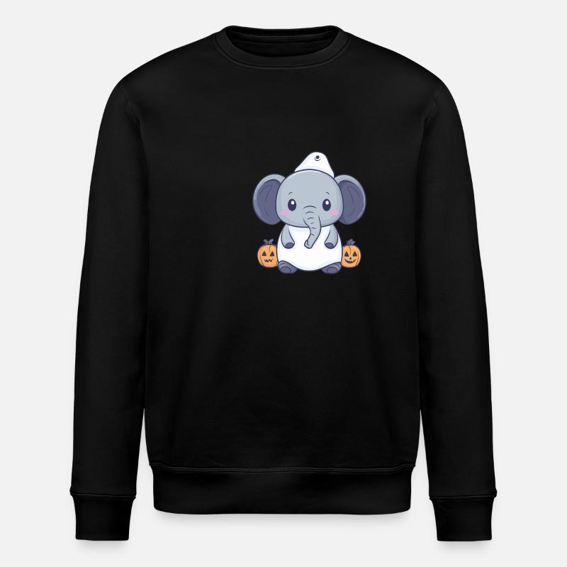 Elephant Halloween Funny Ghost - Stanley/Stella ROLLER Unisex Organic Sweatshirt - black