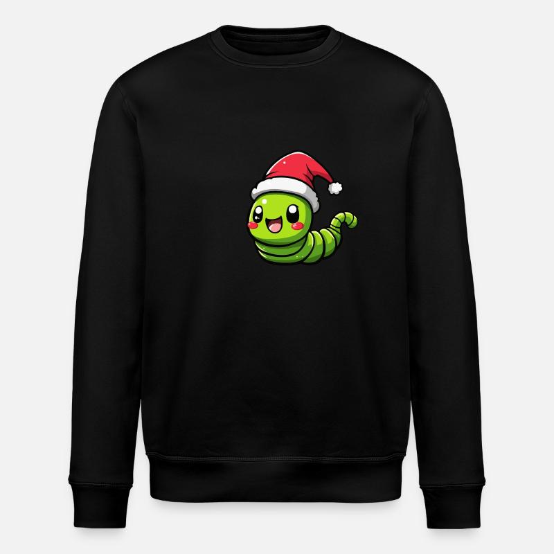 Worm Christmas Cute - Stanley/Stella ROLLER Unisex Organic Sweatshirt - black