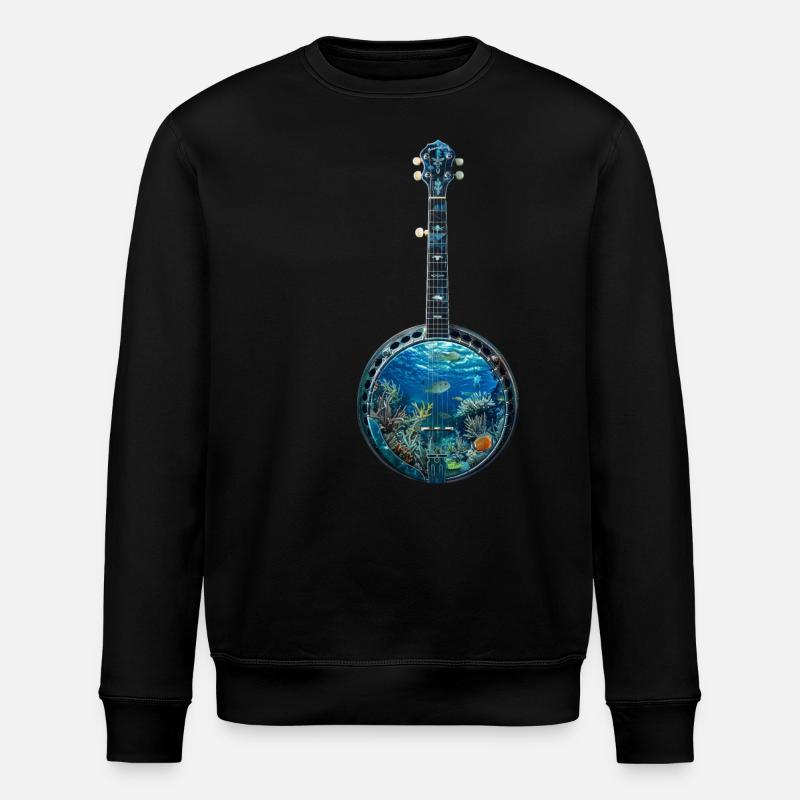 Fisch Banjo - Stanley/Stella Unisex Bio-Sweatshirt ROLLER - Schwarz