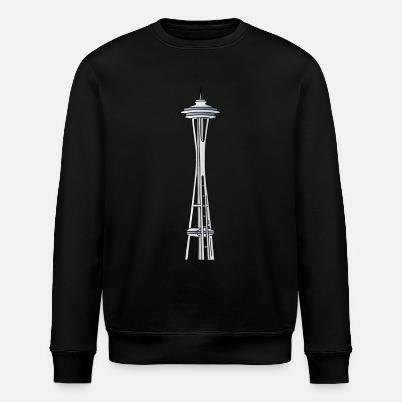 "Space Needle" in Seattle - Stanley/Stella ROLLER Unisex Organic Sweatshirt - black