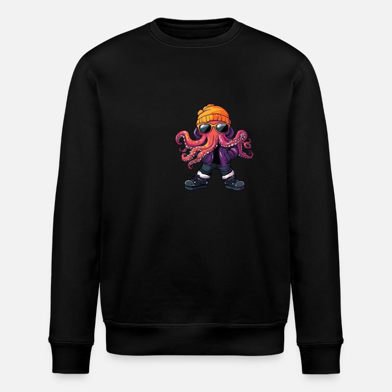 Octopus Cool Comic - Stanley/Stella ROLLER Unisex Organic Sweatshirt - black